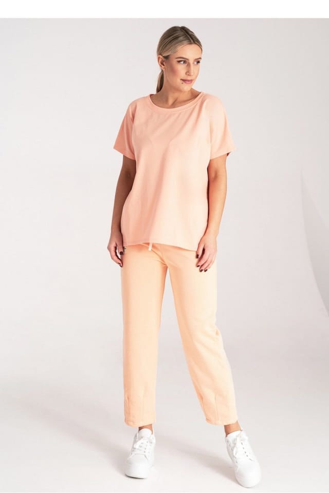 Love Lace Love Lace Women's Short Sleeve Round Neck T-Shirt For Daily Wear in Peach - 2