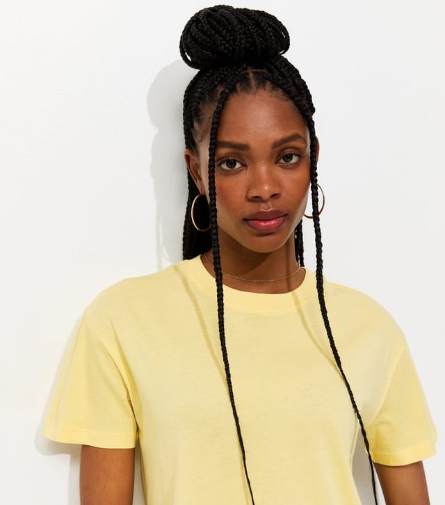 New Look Women's Light Yellow Cotton Boxy Fit T-Shirt New Look - 2