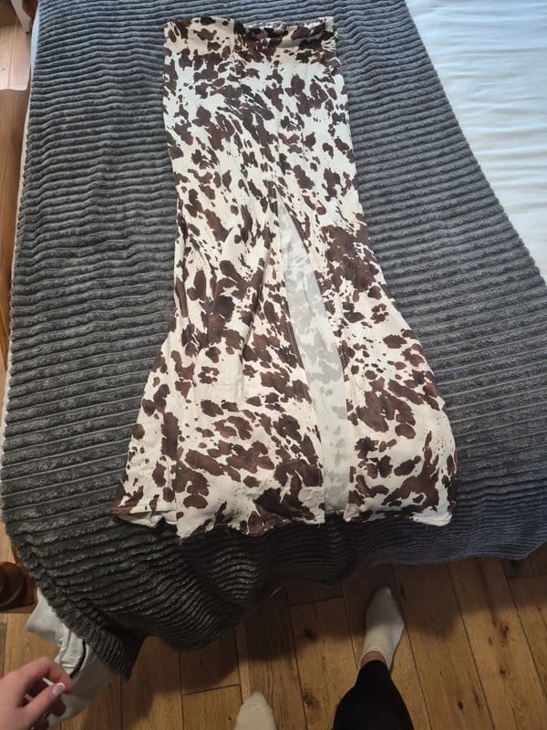 Bershka Cow Print Satin Maxi Skirt