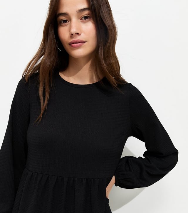 New Look Women's Black Crinkled Long Sleeve Smock Mini Dress New Look - 2