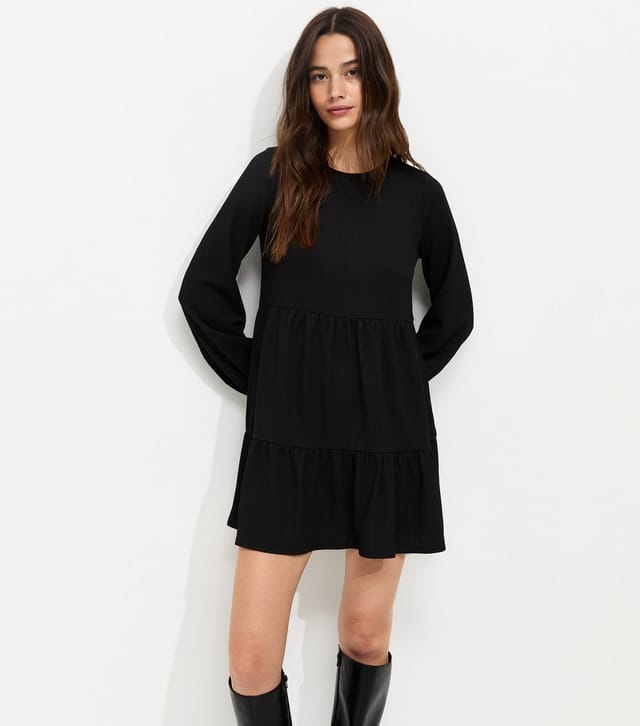 New Look Women's Black Crinkled Long Sleeve Smock Mini Dress New Look - 3