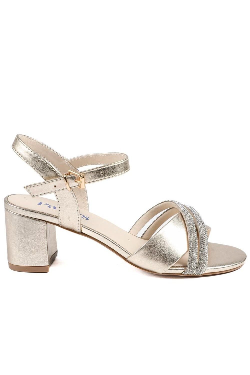 Pavers Pavers Women's Block Heel Embellished Toe Sandals in Gold - 2