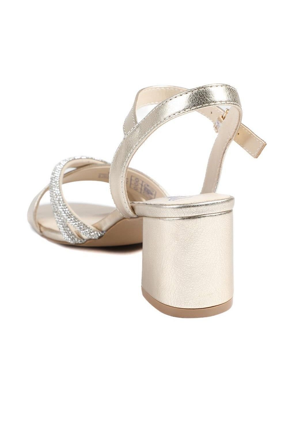 Pavers Pavers Women's Block Heel Embellished Toe Sandals in Gold - 3