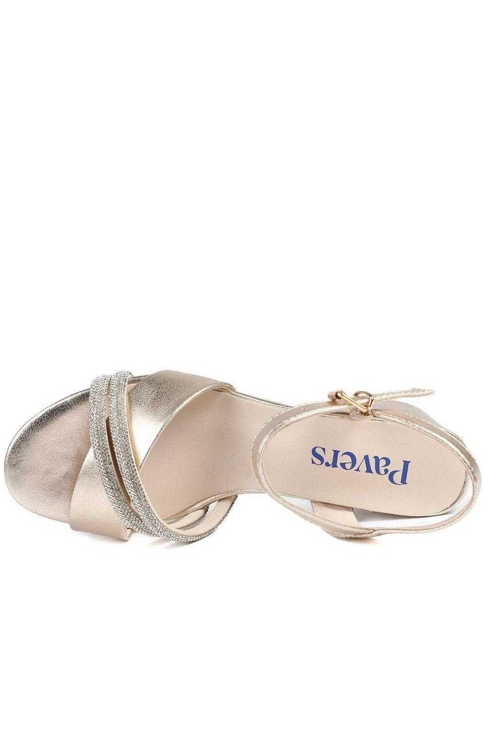 Pavers Pavers Women's Block Heel Embellished Toe Sandals in Gold - 4