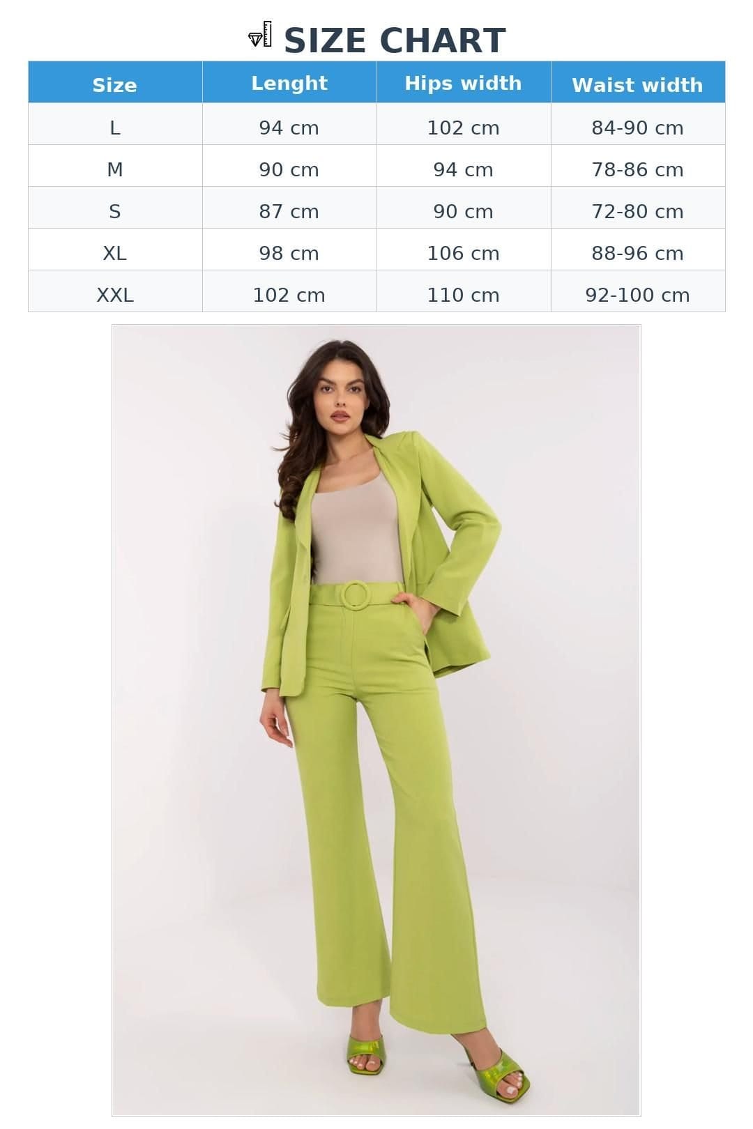 Love Lace Love Lace Women's Elegant High Waist Polyester Trousers with Belt in Green - 4