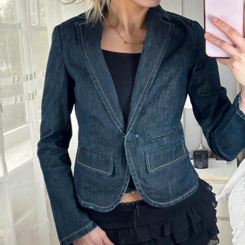 GAP Vintage y2k denim blazer preppy button up