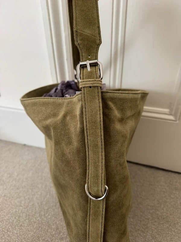 ASOS ASOS Design Khaki Suede Leather Shoulder Bag