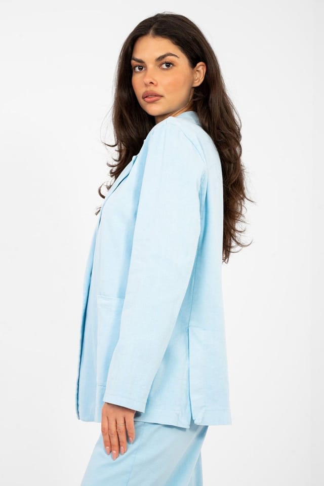 Love Lace Love Lace Women's Lightweight Denim Cotton Blazer in Blue - 2