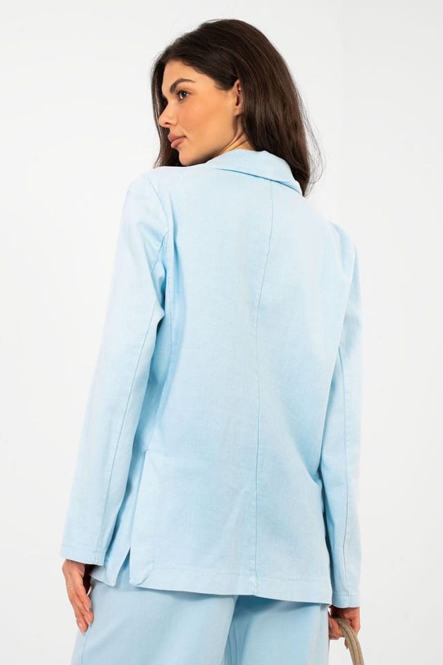 Love Lace Love Lace Women's Lightweight Denim Cotton Blazer in Blue - 3