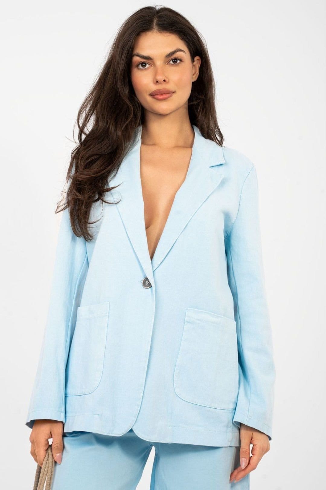 Love Lace Love Lace Women's Lightweight Denim Cotton Blazer in Blue - 4