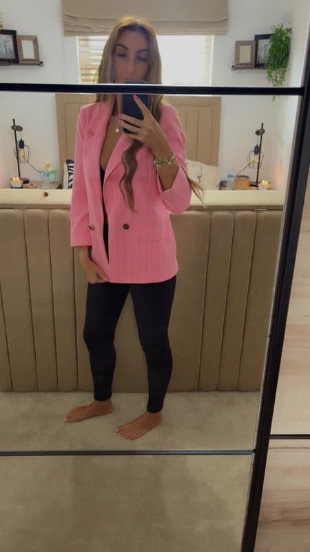 River Island River island pinstriped pink blazer jacket petite size 6