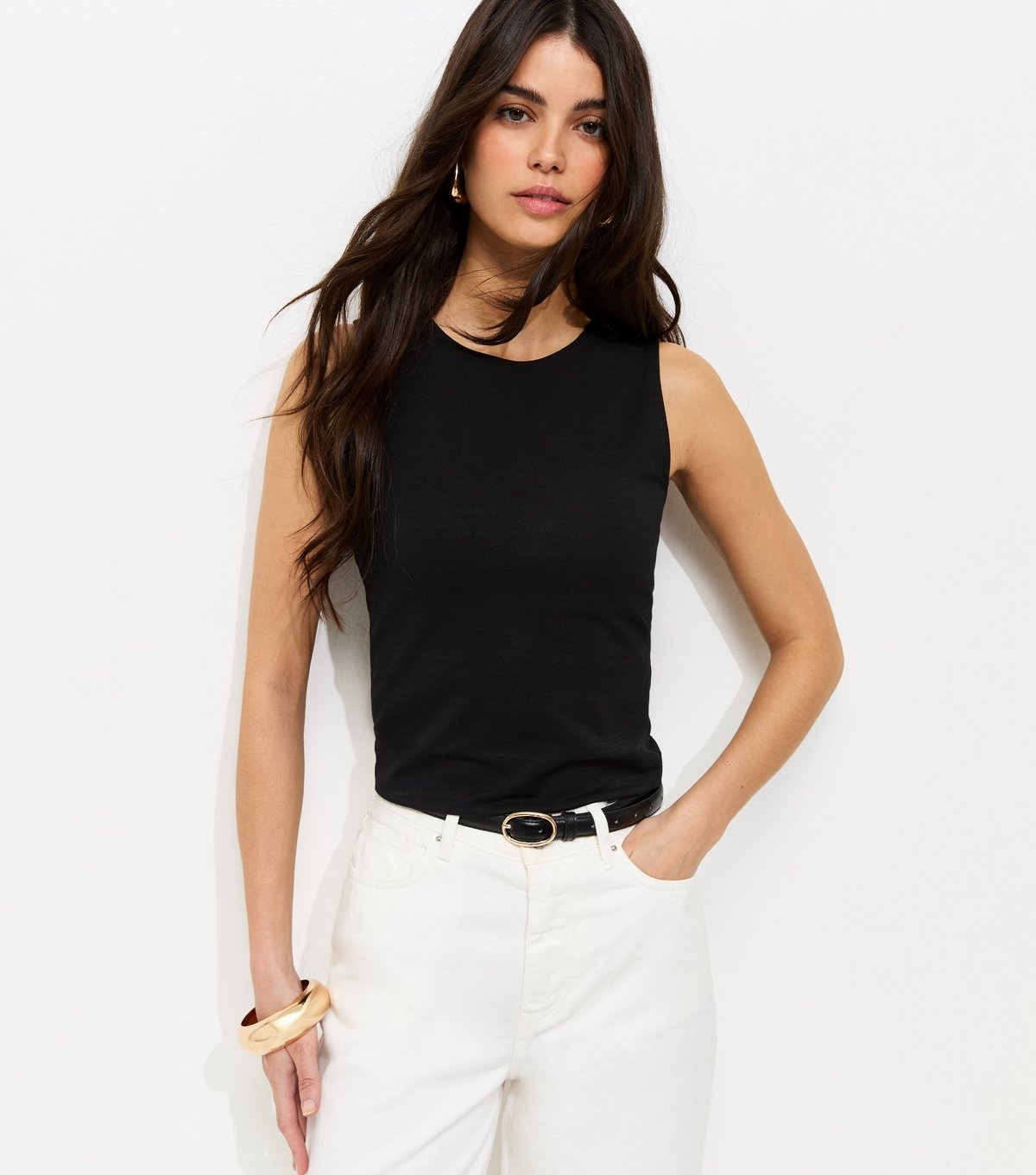 New Look Women's Black Tank Top New Look - 2