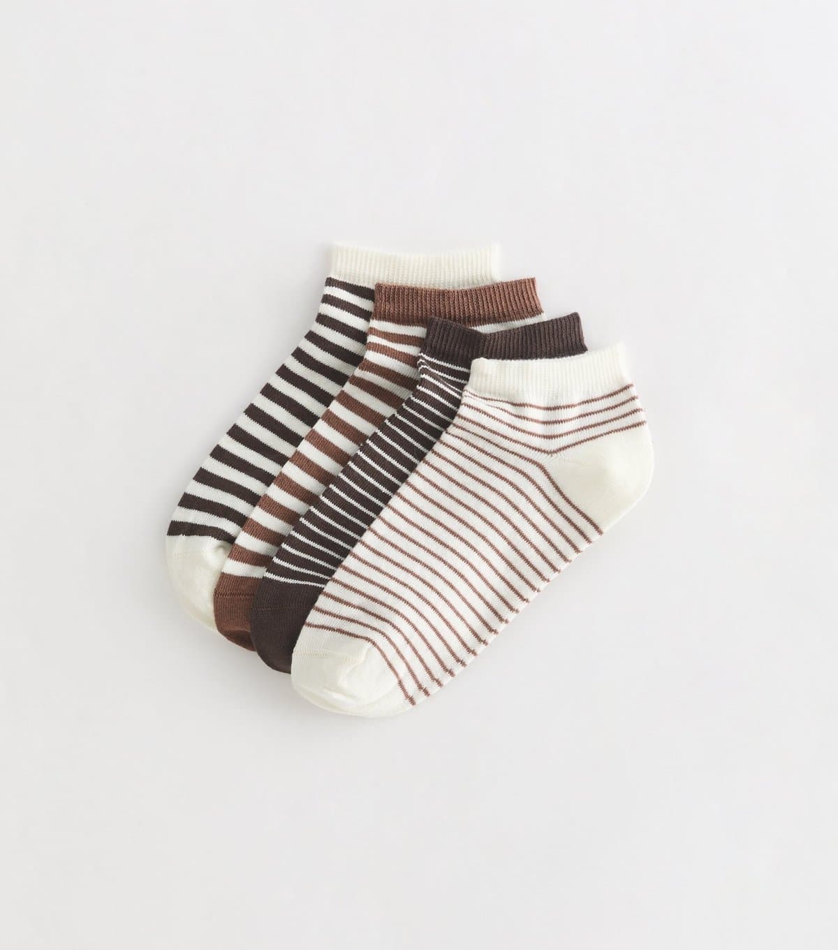 New Look New Look Brown Cotton Rich Striped Trainer Socks Pack of 4