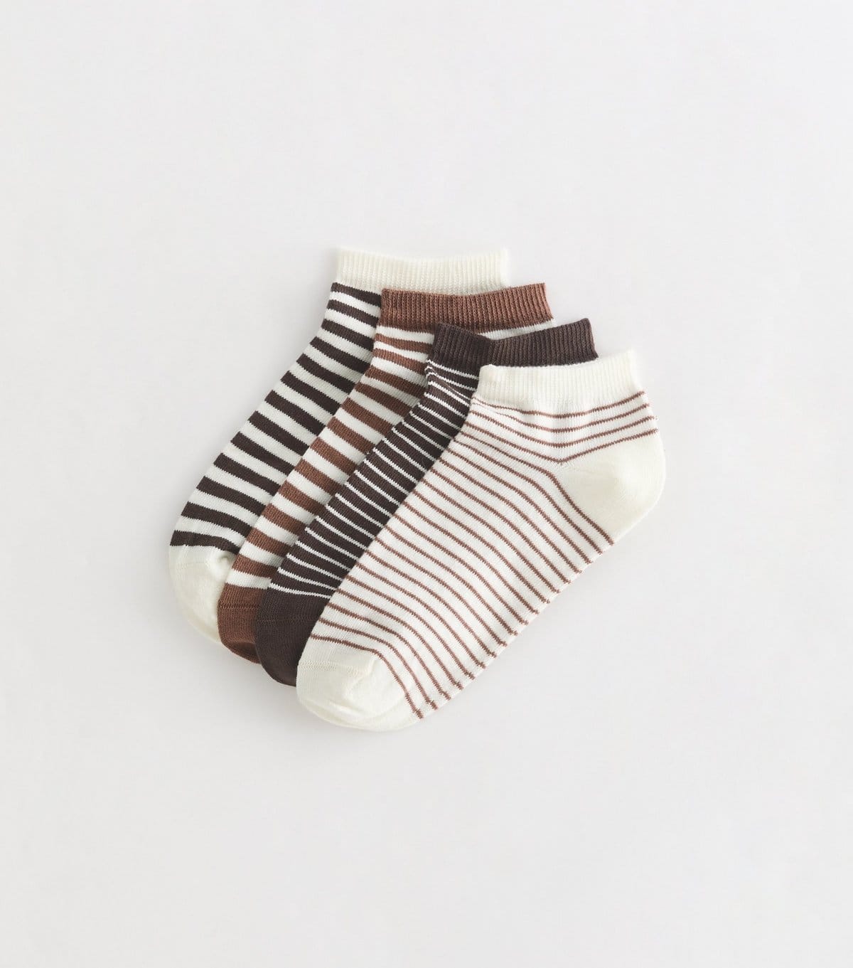 New Look Brown Cotton Rich Striped Trainer Socks Pack of 4