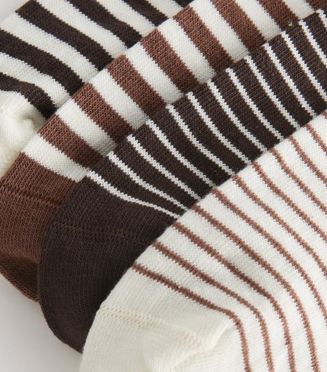 New Look Pack of 4 Brown Cotton Rich Striped Trainer Socks New Look - 2