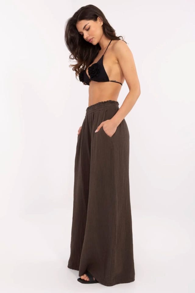 Love Lace Love Lace Women's Light Cotton Muslin Palazzo Pants in Brown - 2