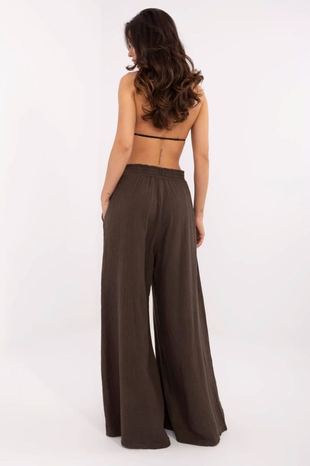 Love Lace Love Lace Women's Light Cotton Muslin Palazzo Pants in Brown - 3