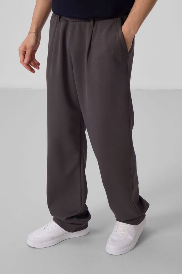 Tommy Life Tommy Life Men's Wide-leg Palazzo Trousers in Charcoal - 2