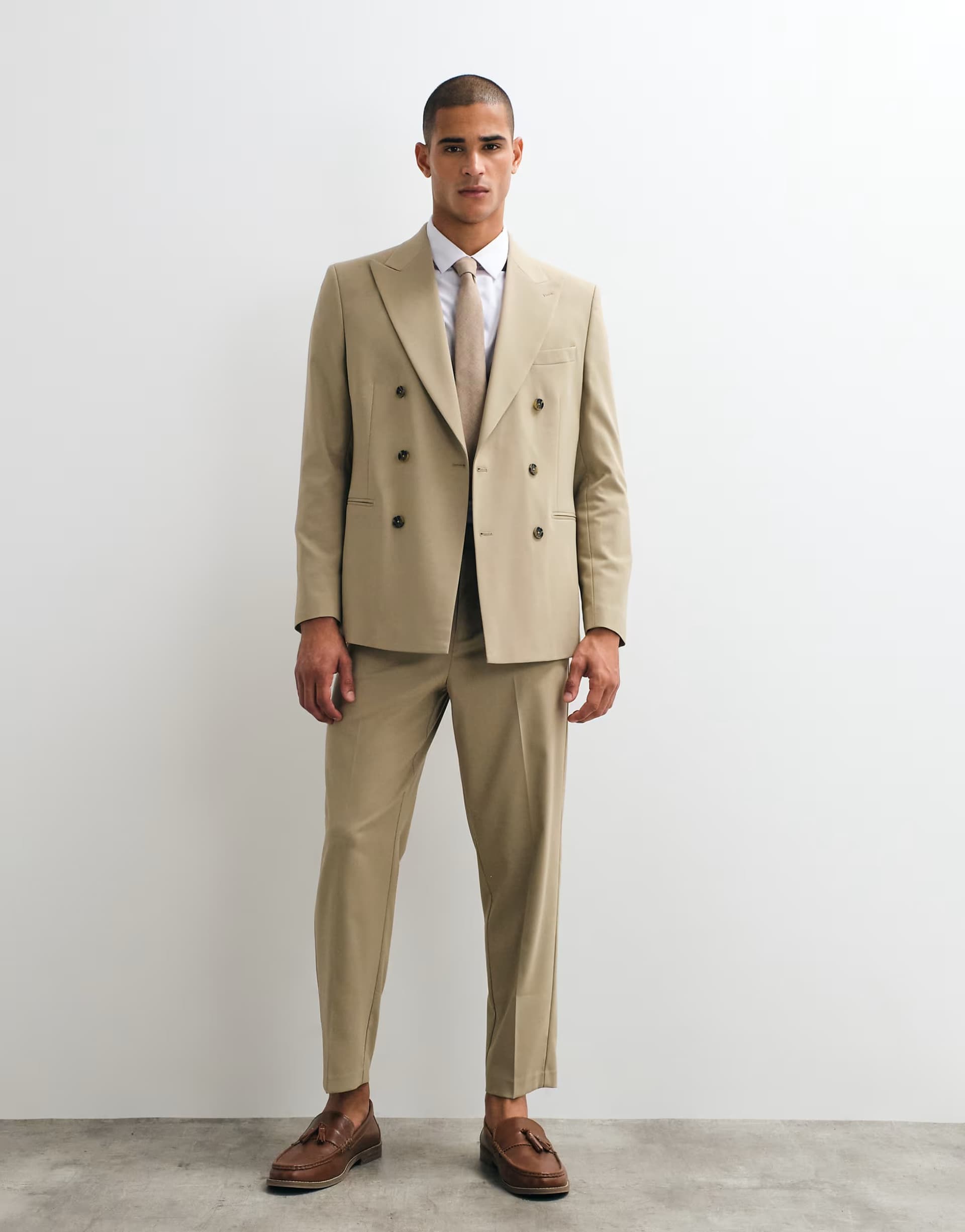 ASOS ASOS DESIGN carrot fit suit trousers in stone