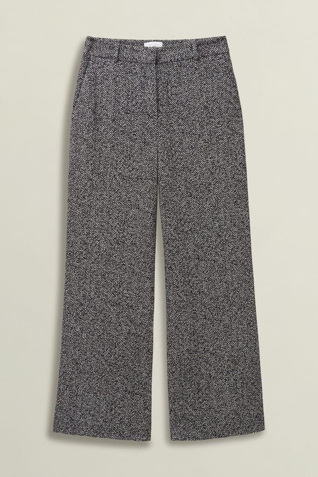 Hobbs London Hobbs London Women's Marlyn Herringbone Wide Leg Trousers in Charcoal - 2