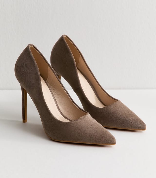 New Look Women's Truffle Mid Brown Faux Suede Pointed Toe Court Shoes New Look - 2