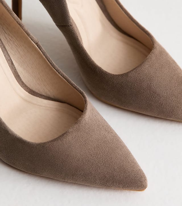 New Look Women's Truffle Mid Brown Faux Suede Pointed Toe Court Shoes New Look - 3