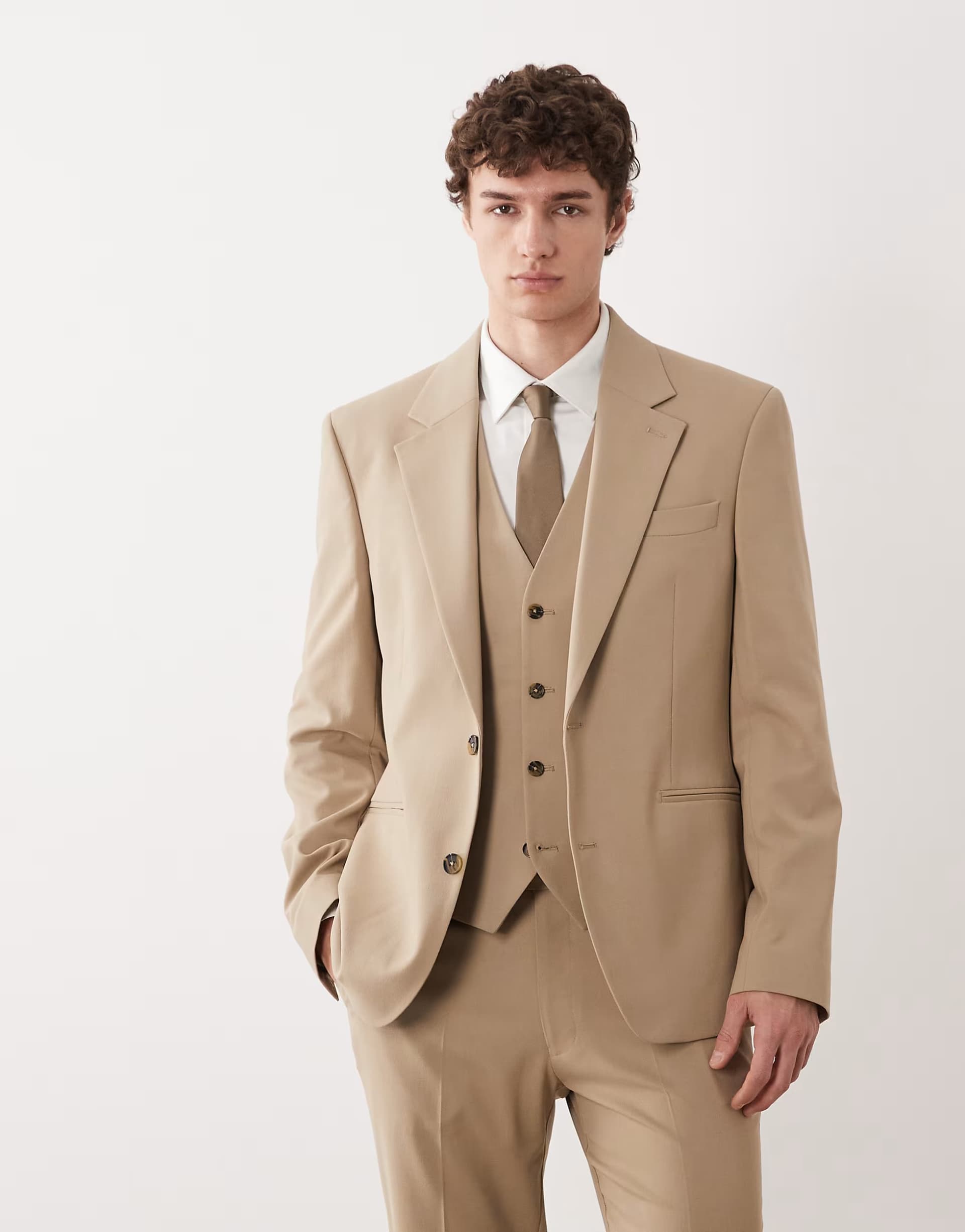 ASOS ASOS DESIGN slim suit jacket in stone