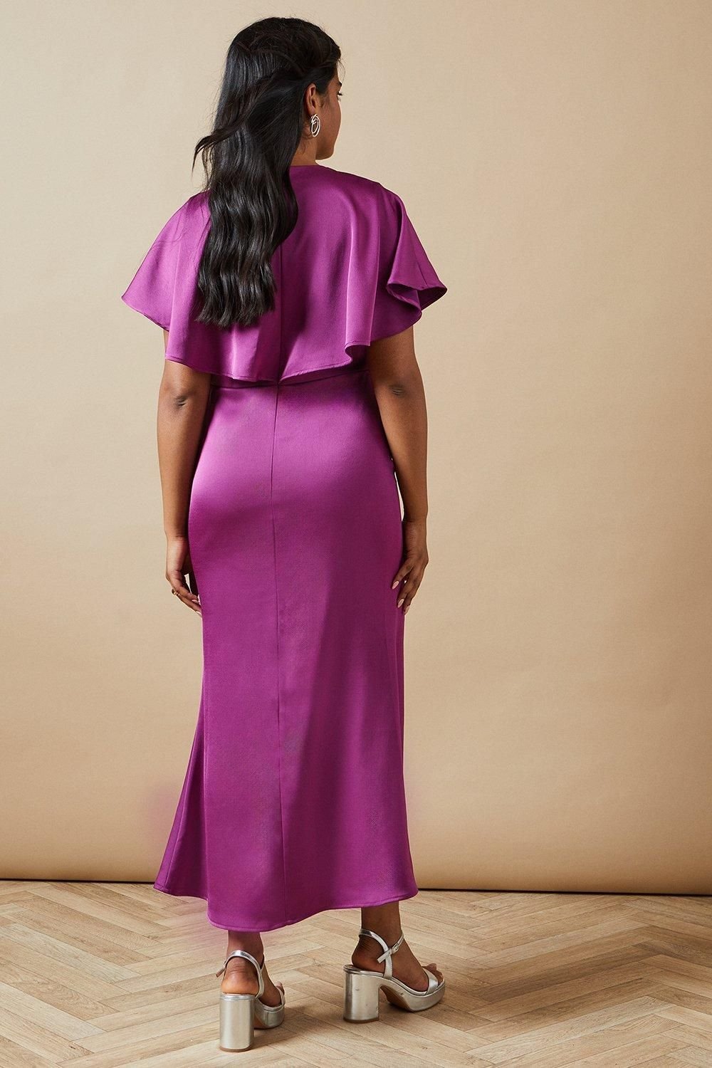 Oasis Oasis Women's Occasion Tie Neck Satin Midi Dress in Purple - 3