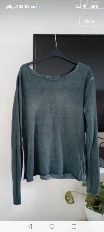 Vintage Dressing Ladies blue grey raw hem slouch jumper