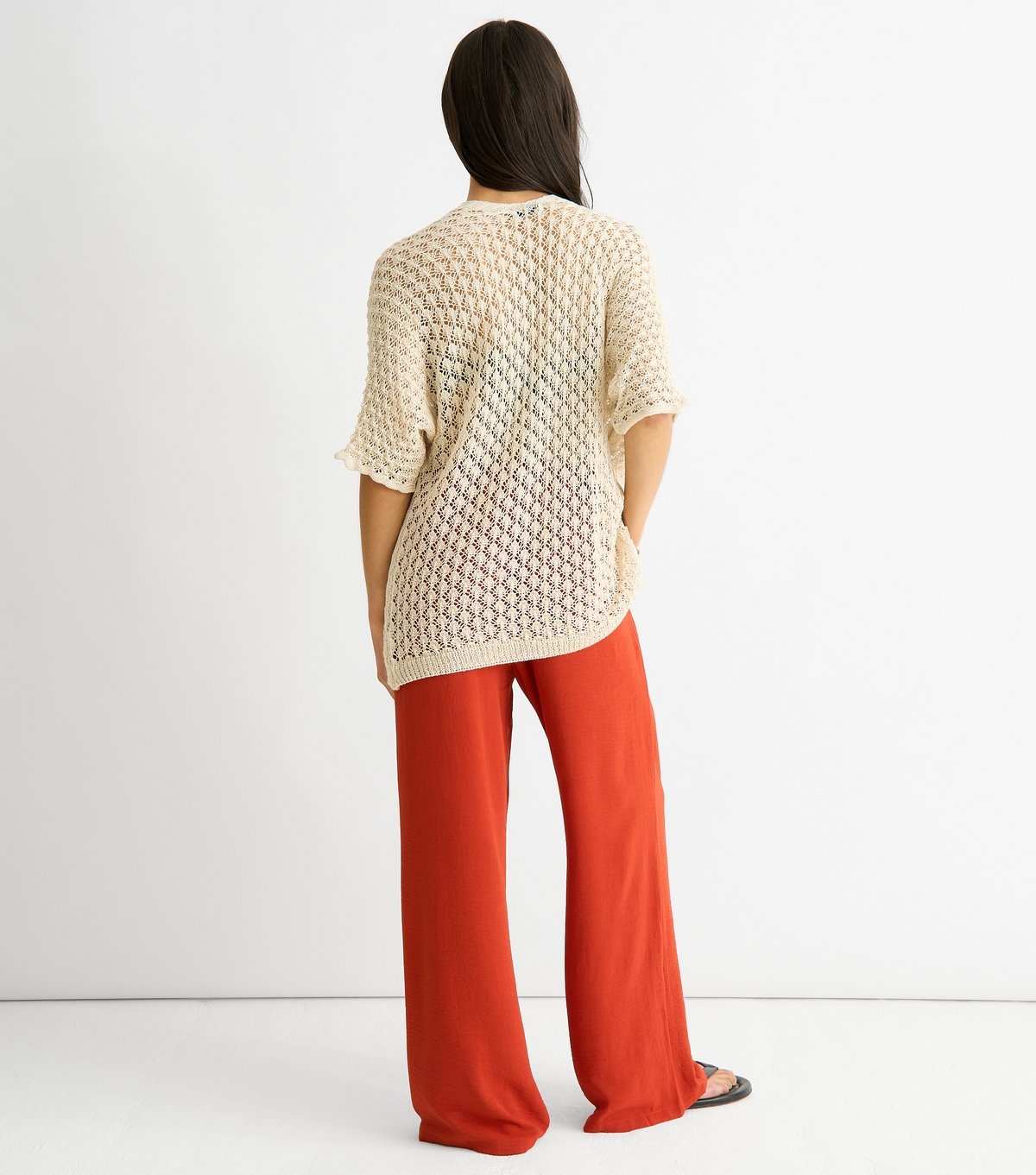 Gini London Women's Cream Short Sleeve Crochet Cardigan Gini London New Look - 4