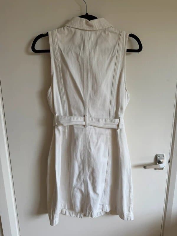 Topshop Topshop White Utility Denim Zip Front Mini Dress UK 12