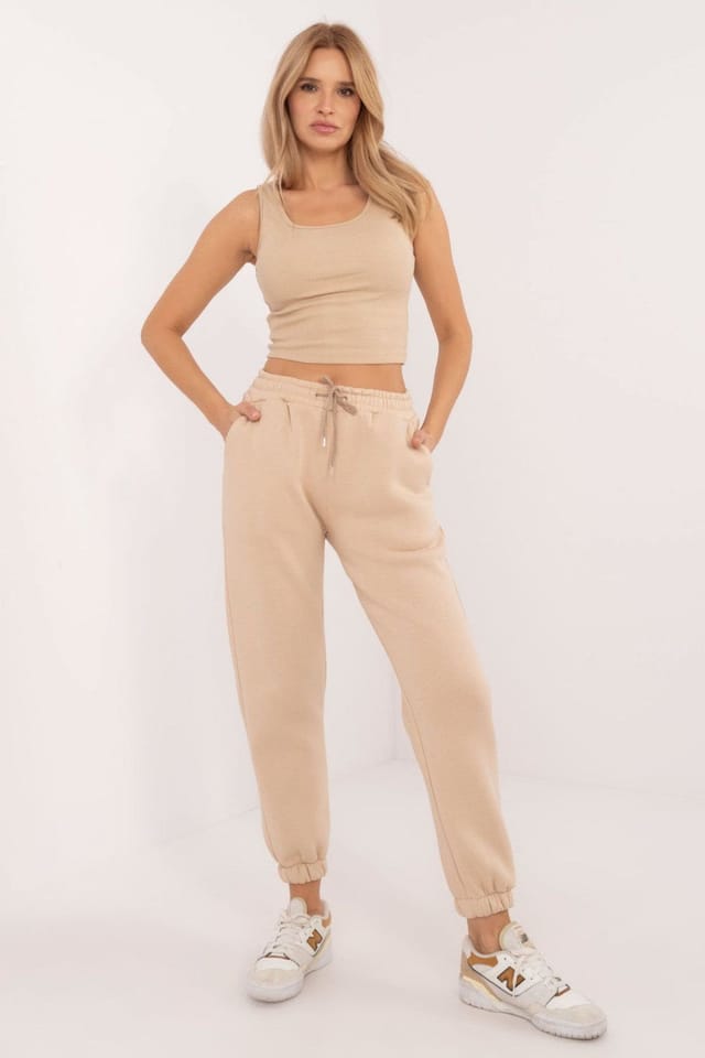 Love Lace Love Lace Women's Cotton Melange Warm Casual Lounge Set in Beige - 2