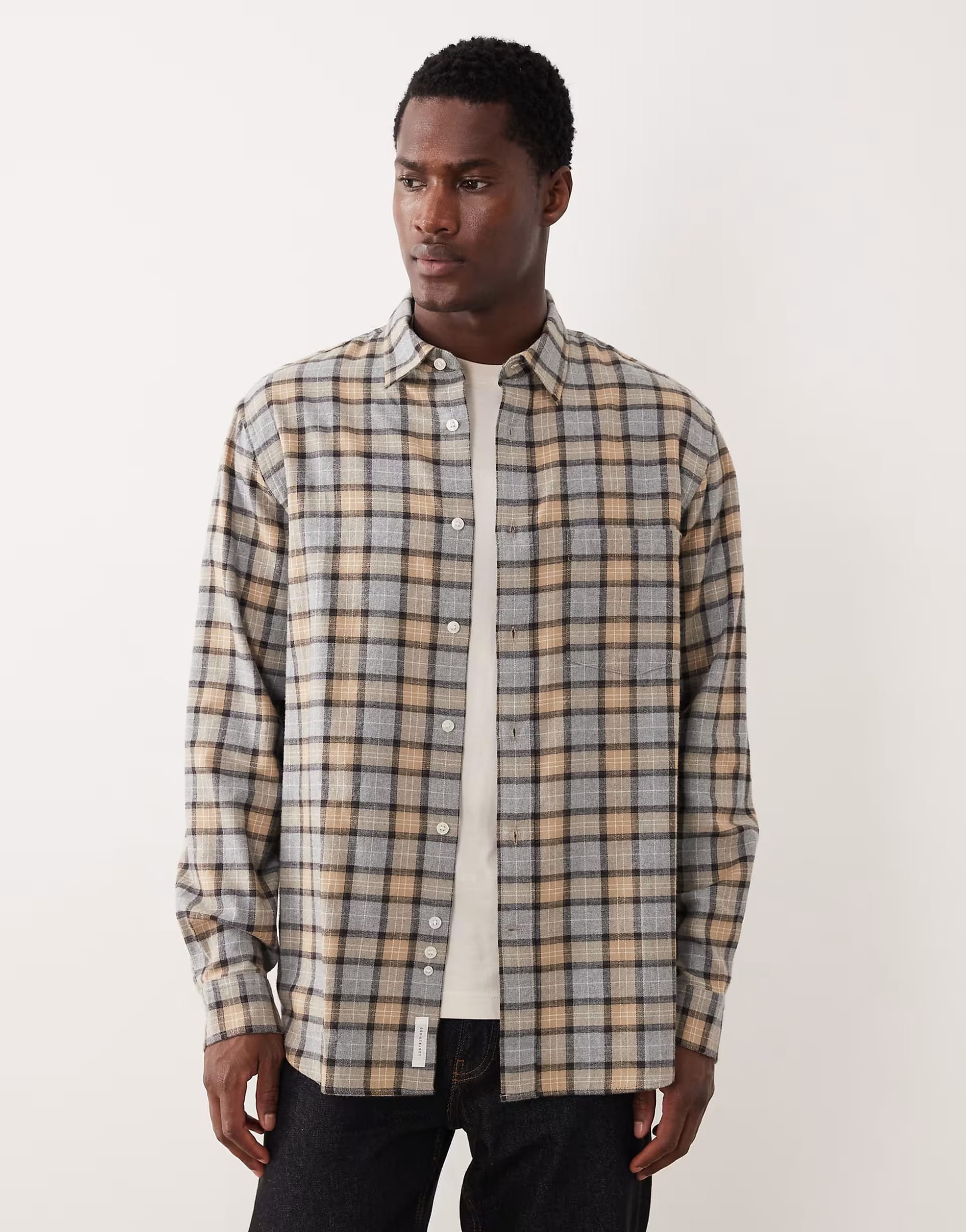 ASOS Beige Flannel Shirt in ARKET Relaxed Fit