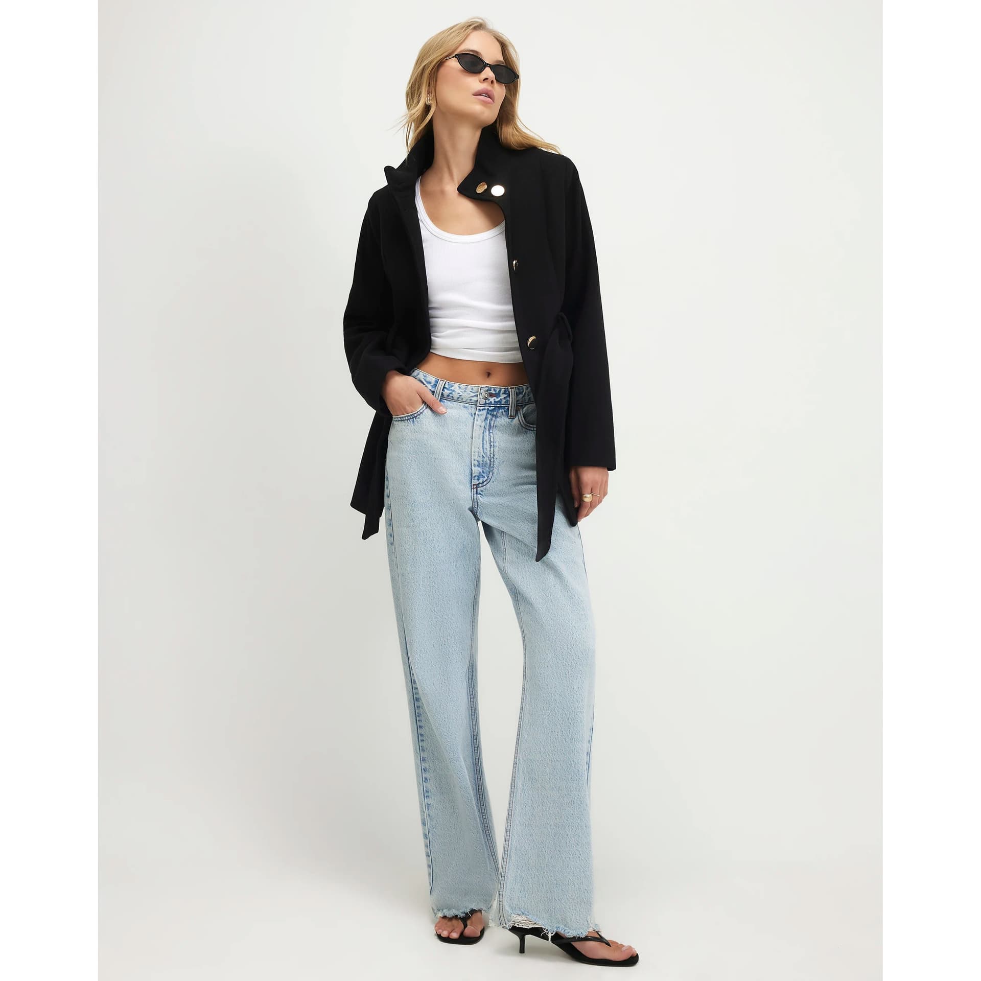 River Island River Island Womens Black Belted Short Coat