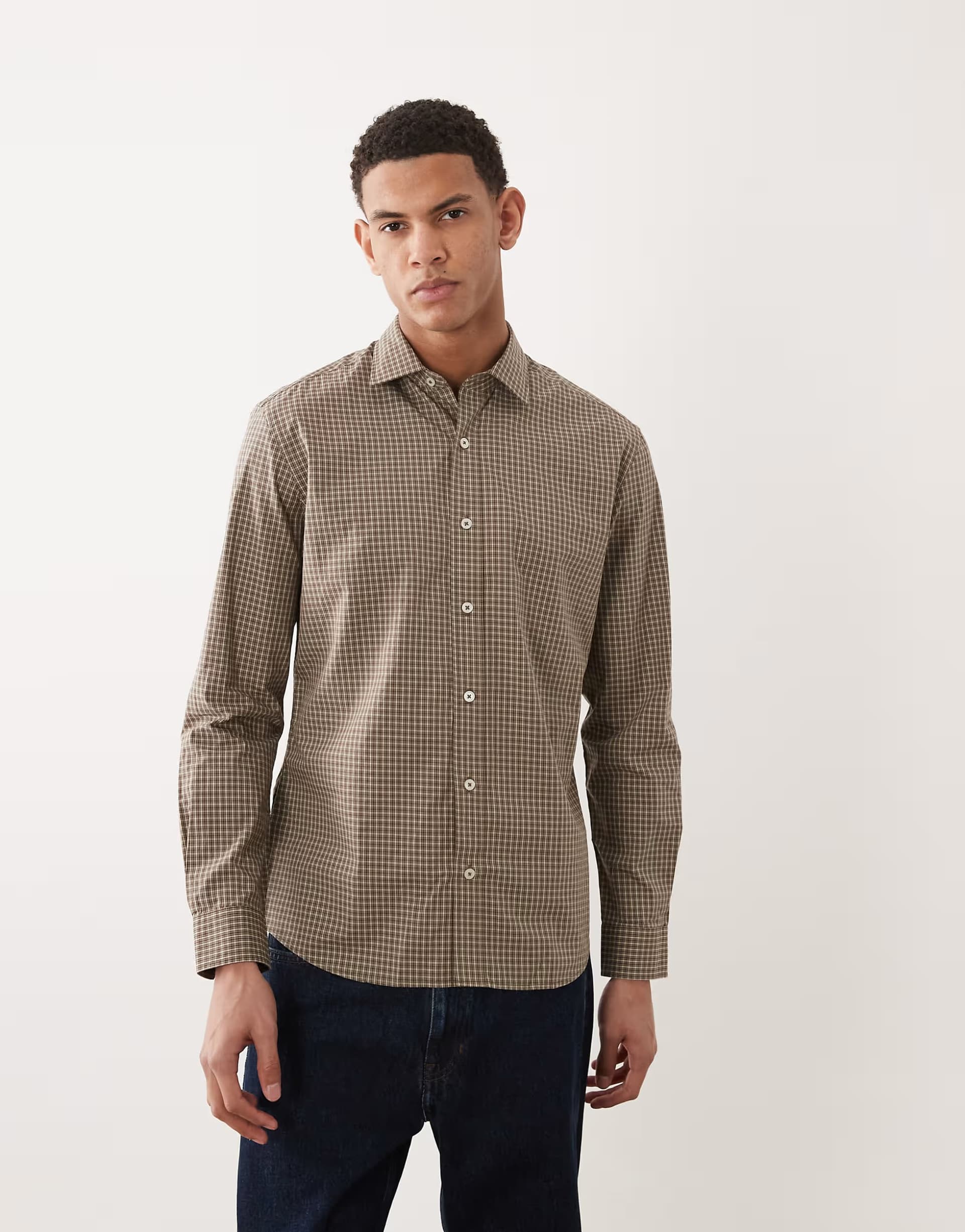 ASOS ASOS Brown Gingham Long Sleeve Shirt