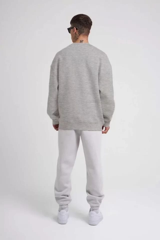 Janes Janes Men's Solid Ribbed Crew Neck Sweatshirt in Grey - 3