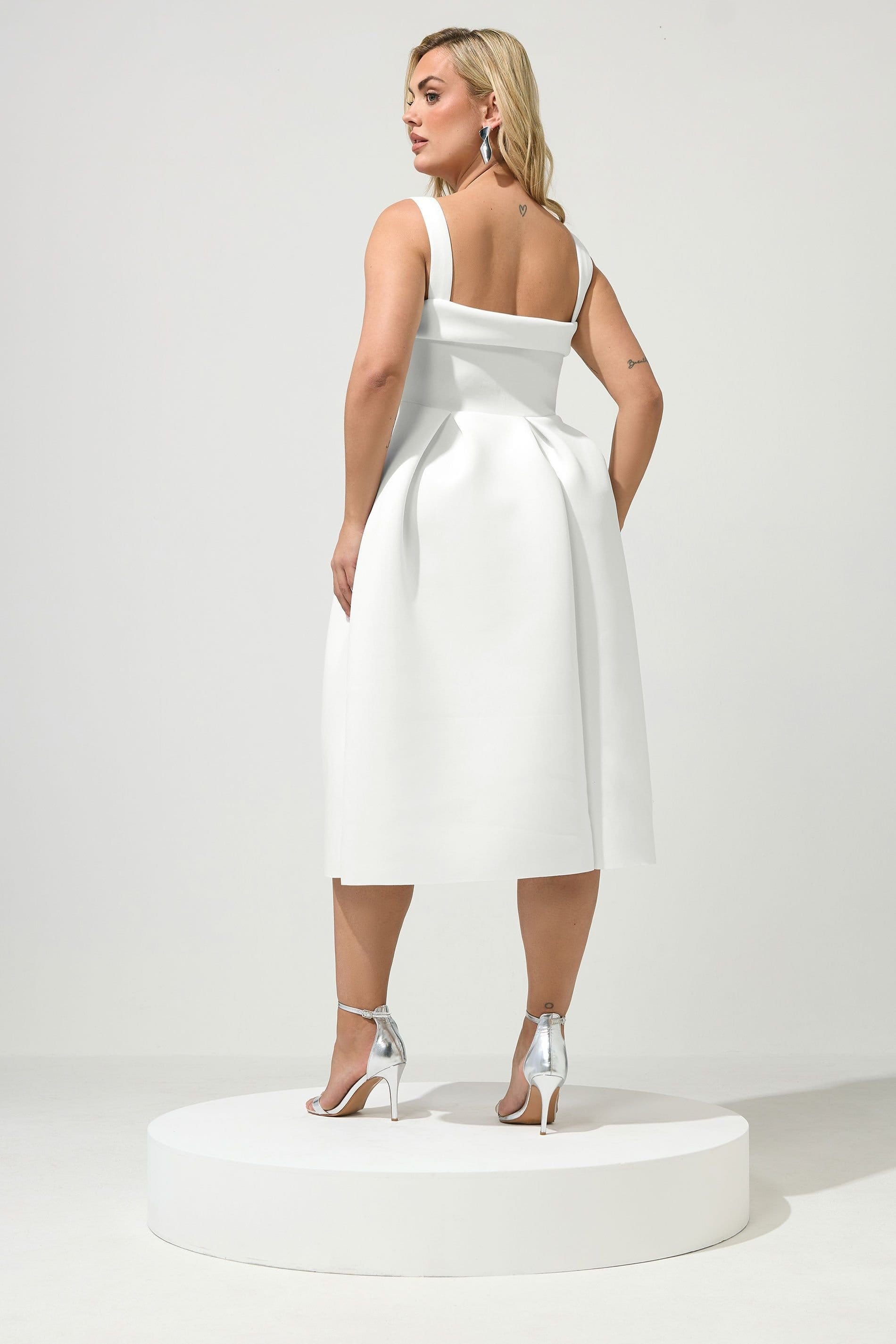 Yours Yours Women's Skater Midi Dress in White - 4