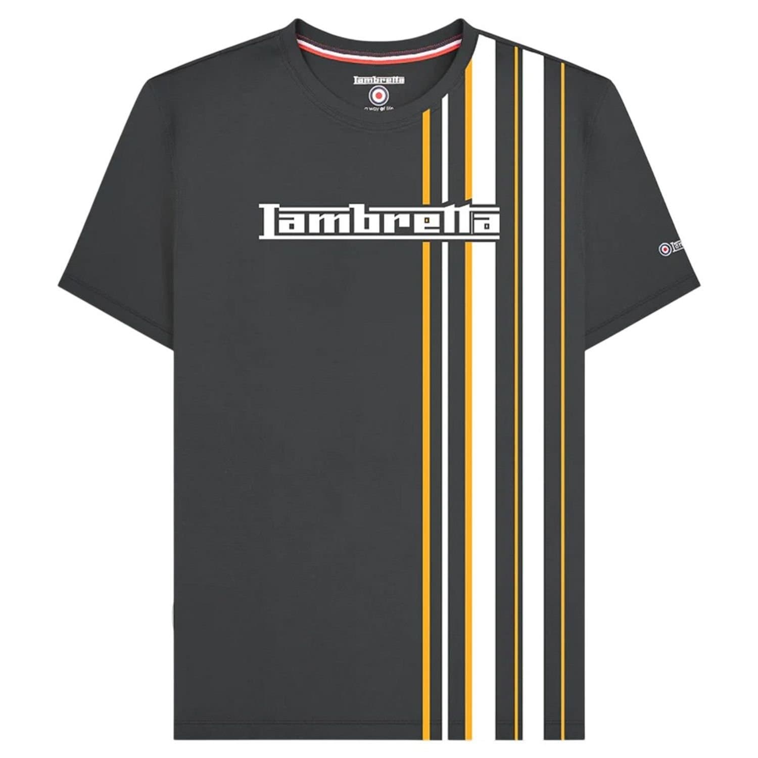 Lambretta Lambretta Men's Racing Stripe T-Shirt in Jet Black