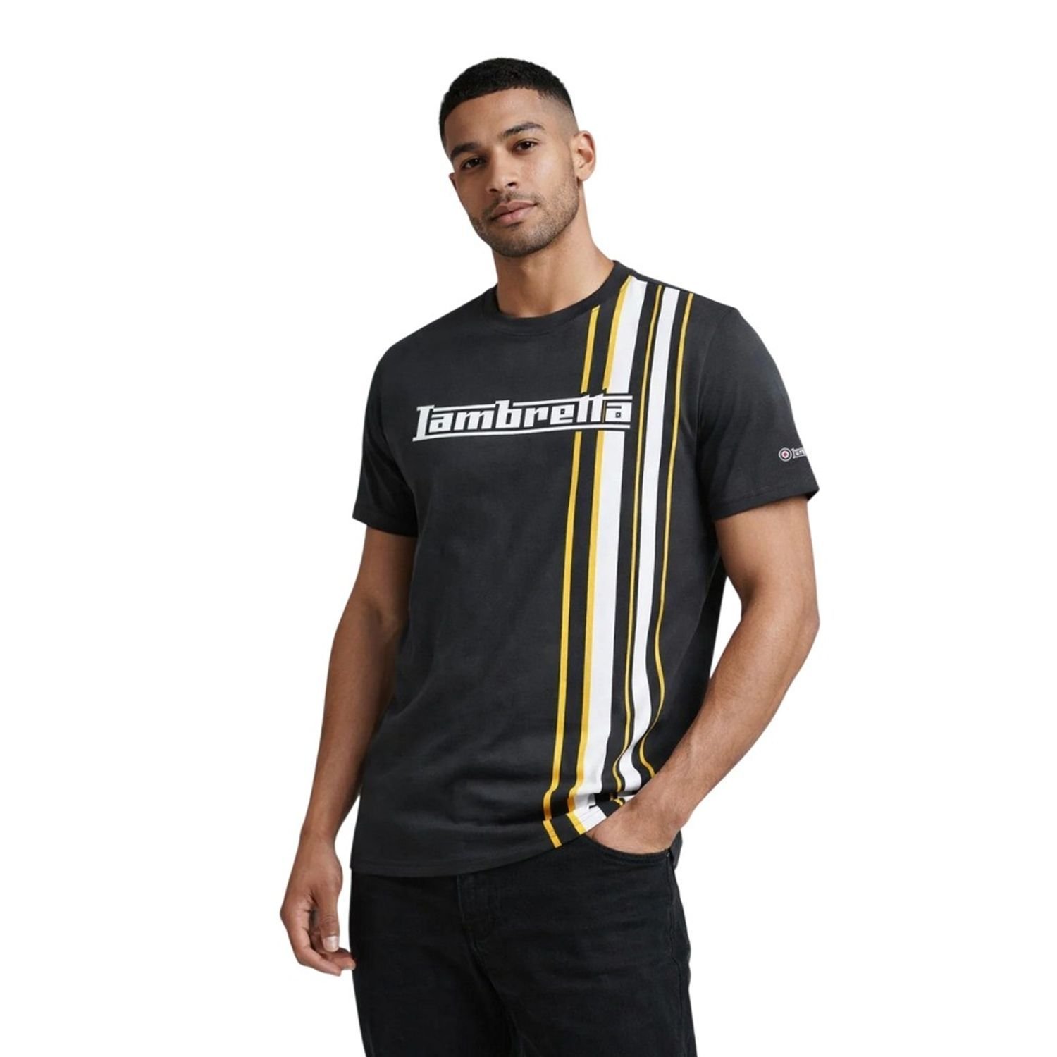 Lambretta Lambretta Men's Racing Stripe T-Shirt in Jet Black - 3