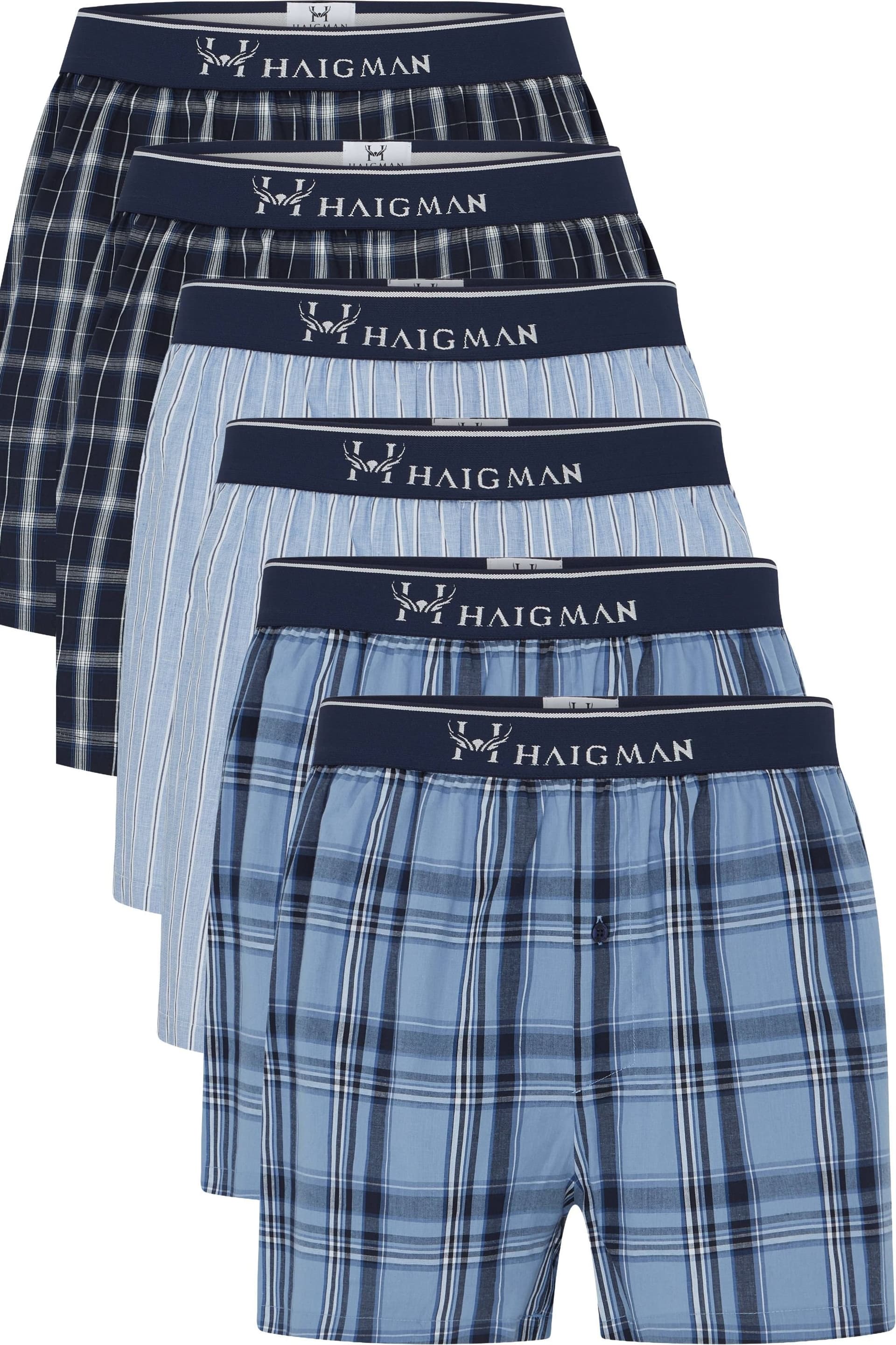 Haigman Haigman Men's 6 Pack Yarn Dyed Cotton Poplin Boxers