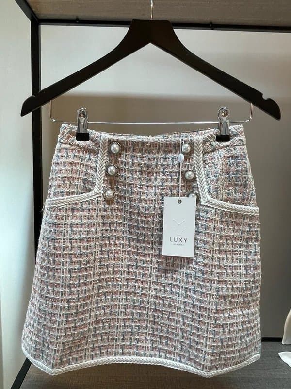 Luxy Boutique Textured Tweed Feminine Skirt - Size XS