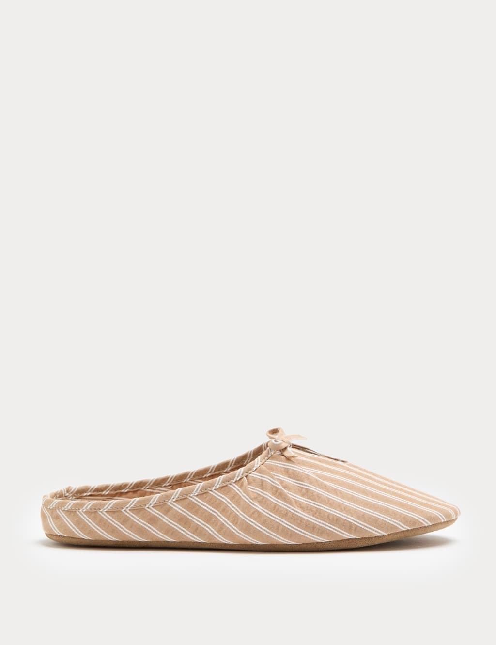 Marks & Spencer M&S Taupe Mix Striped Bow Mule Slippers