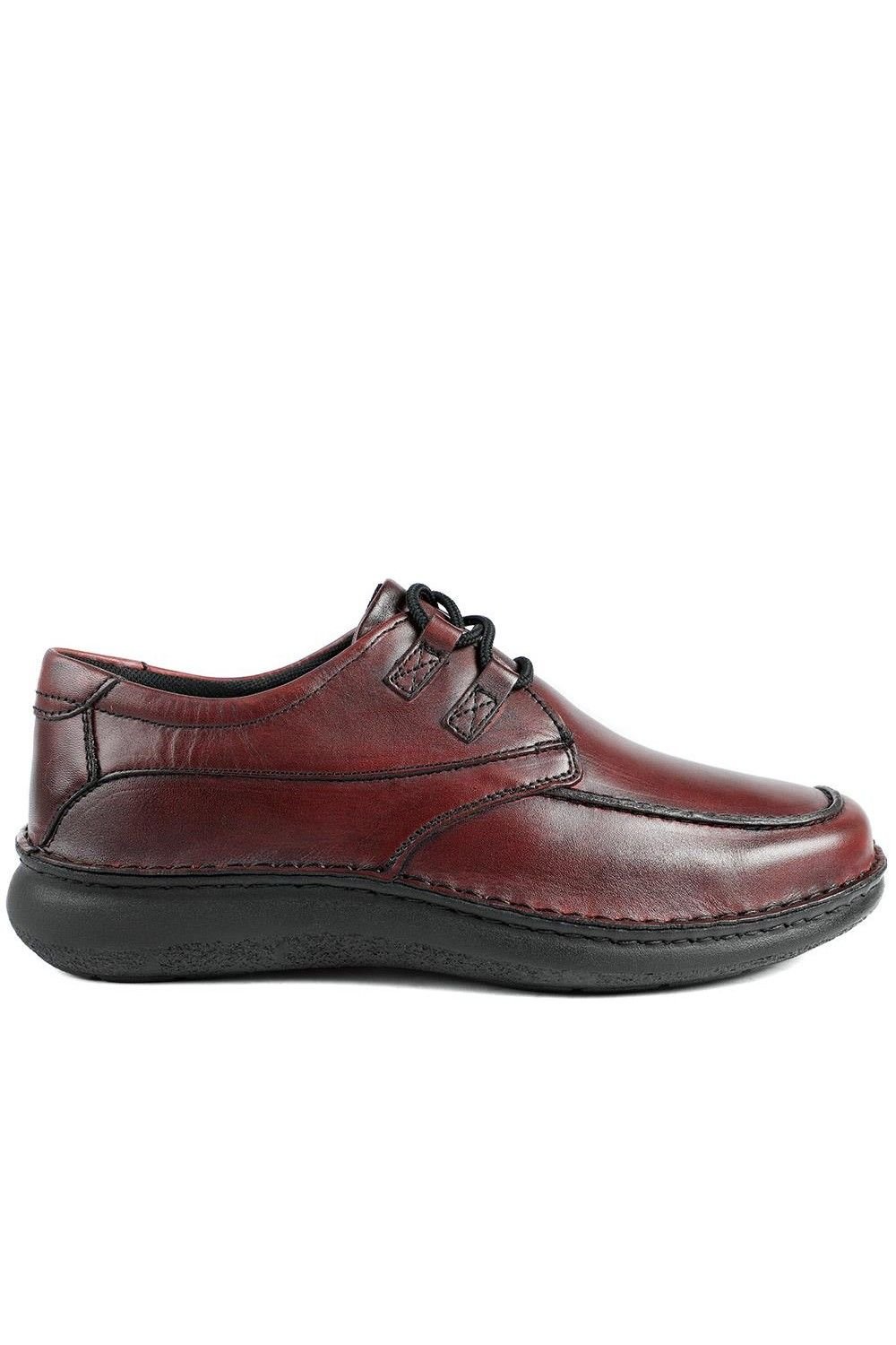 Pavers Pavers Men's Wide Fit Leather Casual Lace Up Shoes in Burgundy - 2