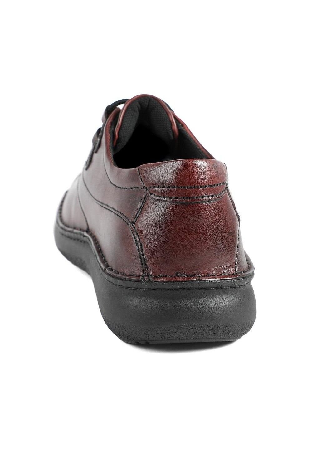 Pavers Pavers Men's Wide Fit Leather Casual Lace Up Shoes in Burgundy - 3