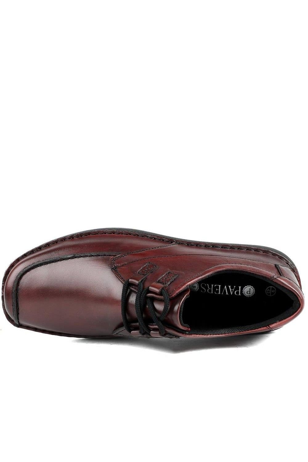 Pavers Pavers Men's Wide Fit Leather Casual Lace Up Shoes in Burgundy - 4