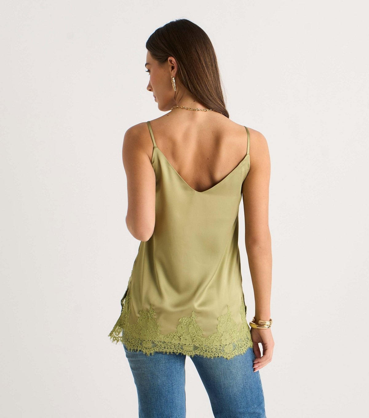 Gini London Women's Light Khaki Lace Trim Cami Top Gini London New Look - 4
