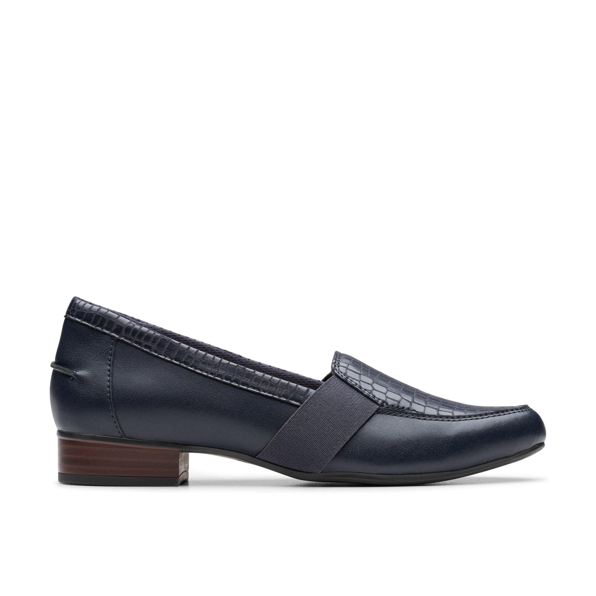 Clarks Clarks Women's Juliet Beat Navy Leather Loafers, Slip Ons in Blue