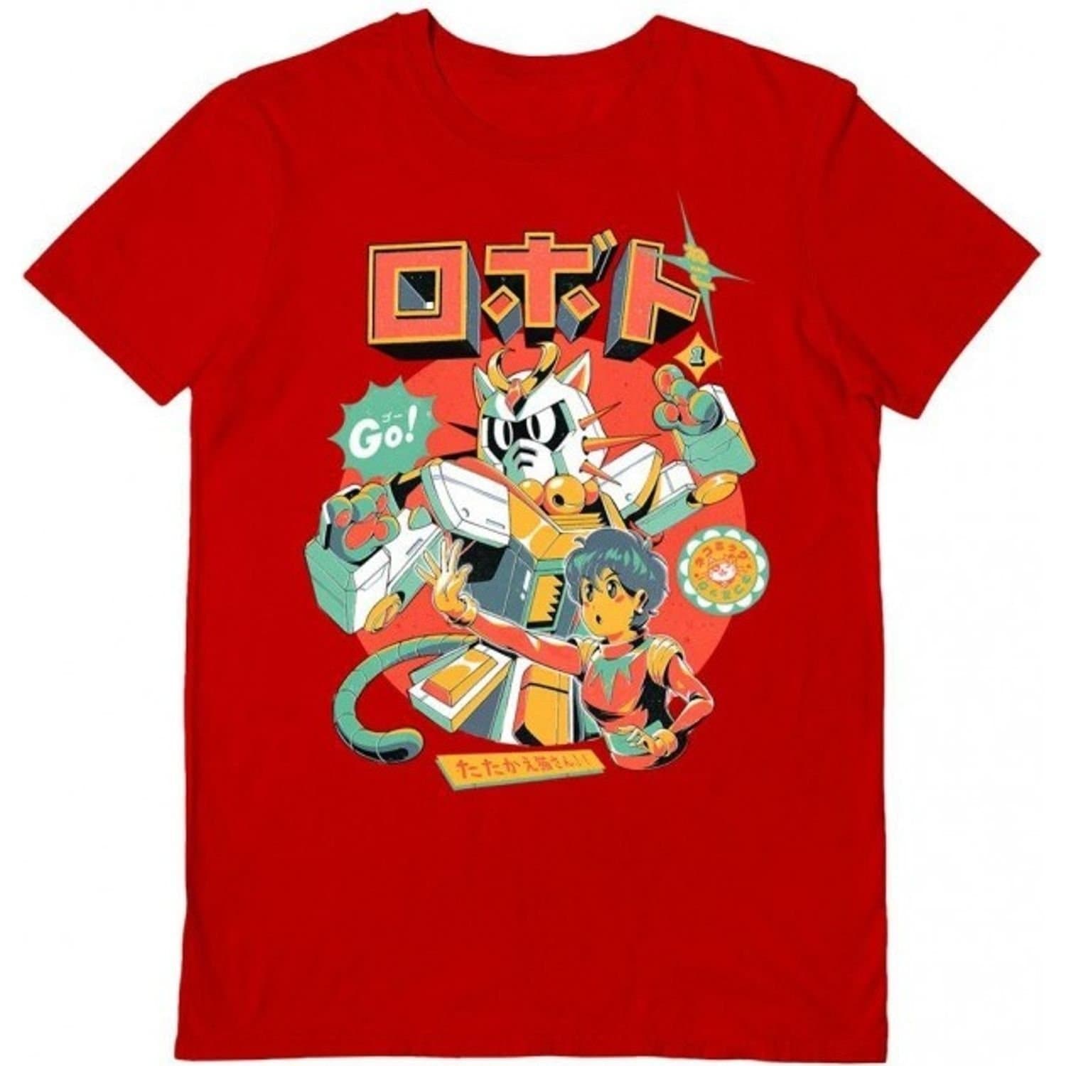 Ilustrata Ilustrata Men's Neko Roboto T-Shirt in Red