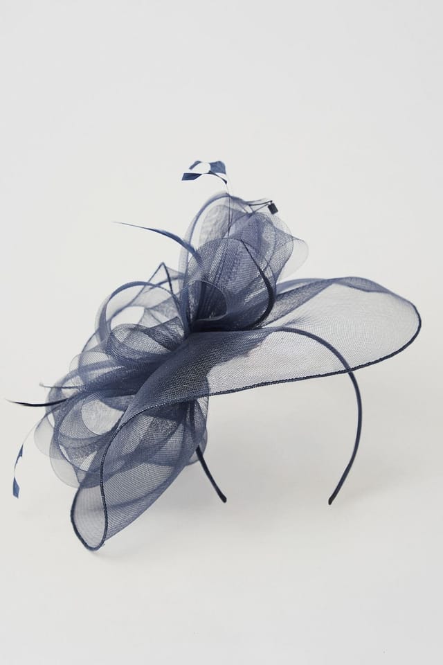 Coast Coast Women's Structured Mesh Bow Flat Fascinator in Navy - 2