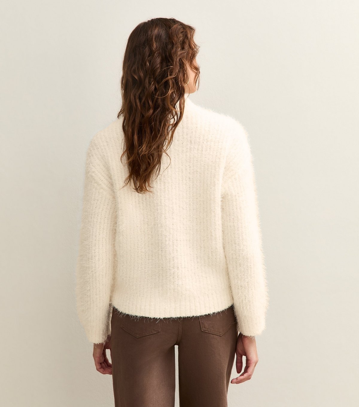 New Look Women's White Fluffy Ribbed High Neck Jumper New Look - 4